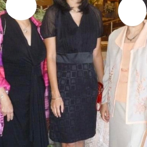 Max And Cleo Black Short Sleeve Sheer Top Geometric Bottom Cocktail Dress Size 4 - Picture 16 of 16